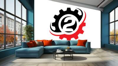 number 2 gear logo design template Wall mural