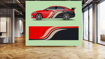 Racing car wrap. abstract strip shapes for Company car wrap, sticker, and decal template design vector Wall mural