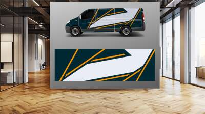 Vehicle decal wrap design cargo van vector. Graphic abstract wave background designs for advertisement company branding Wall mural