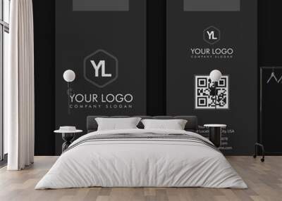 vertical  Modern Creative and Clean Business Card Template with dark color Wall mural