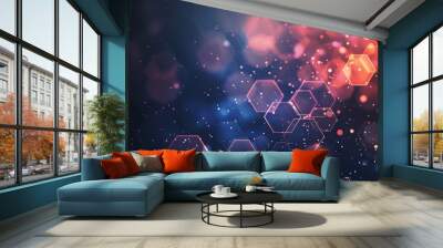 Abstract technology geometric polygonal hexagon texture background. AI generated image Wall mural