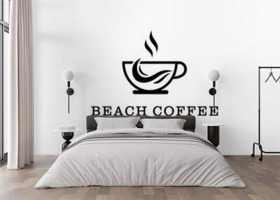 Creative Coffee logo design Vector sign illustration wave  template Wall mural