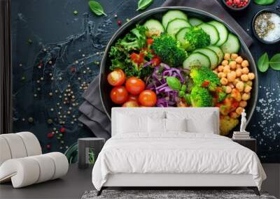 Fresh and tasty green chickpea vegetables food on a bowl plate. AI generated Wall mural