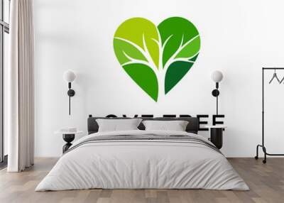 Illustration abstract Tree love logo sign vector logo template Wall mural