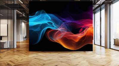 Light neon colorful smoke on dark background. AI generated image Wall mural