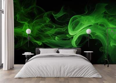 Light neon green smoke color on dark background. AI generated image Wall mural