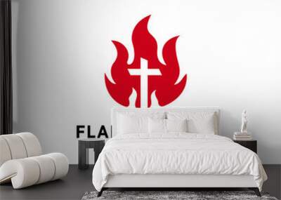 Modern church on fire flame logo sign modern vector graphic abstract Wall mural