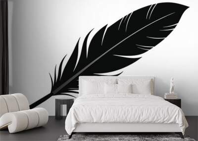 black-real-feather-on-white-background-vector  illus.eps Wall mural