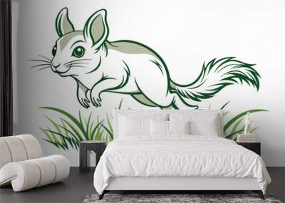 Chinchilla jump in grass silhouette E.eps Wall mural