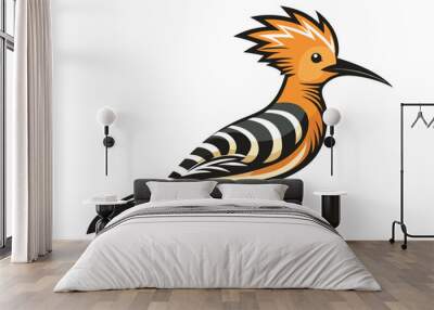 Hoopoe black and white silhouette M.eps Wall mural