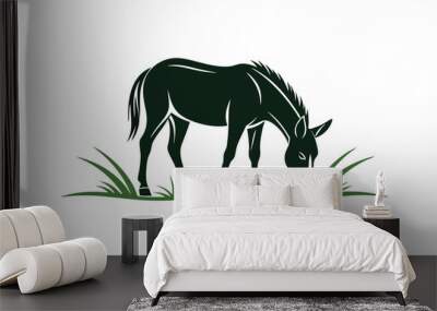 Mule eat grass silhouette I.eps Wall mural