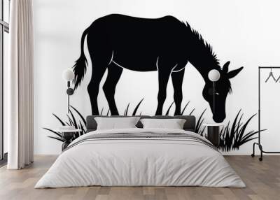 Mule eat grass white background H.eps Wall mural