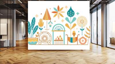 Nursery Boho Wall Art B.eps Wall mural