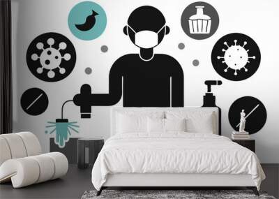 Personal hygiene, disease prevention and medical education infographics M.eps Wall mural