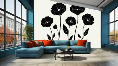 poppies flower vector illustration white background D.eps Wall mural