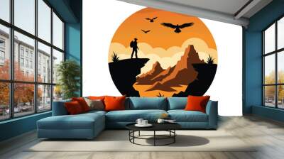 silhouette of-a-man-standing-on-a-rocky I.eps Wall mural