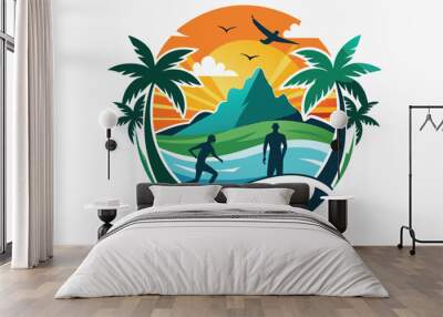 summer logo with silhouette A.eps Wall mural