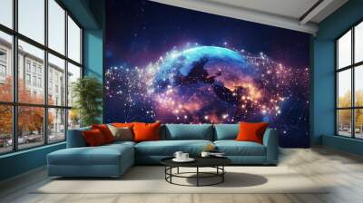 Rendering 3d Global network connection concept. AI generated image Wall mural