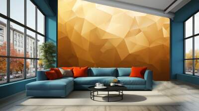 Rendering gold polygon geometric textured abstract background. AI generated image Wall mural