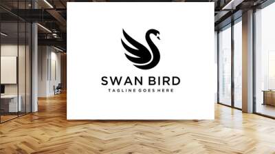 simple luxury swan logo design template illustration Wall mural