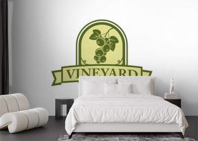 The Wine badge logo design template with Grape tree Vector illustration sign Wall mural