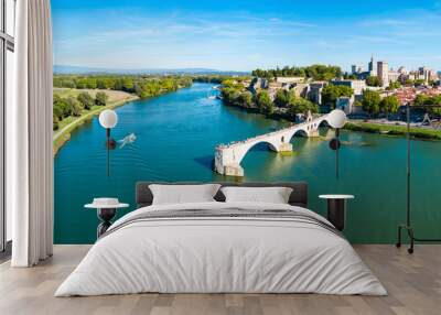 Avignon city aerial view, France Wall mural