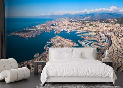 Genoa port aerial panoramic view Wall mural