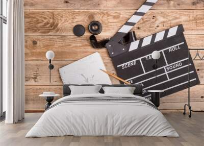 clapperboard, storyboard on wood Wall mural