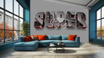 3D Glowing Metallic Text Effect Generator Wall mural