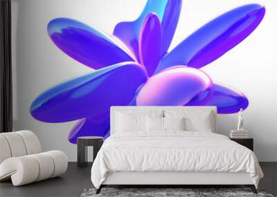 blue abstract 3d flower isolated on white with alpha channel Wall mural