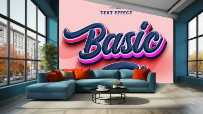 Editable 3D Trendy Lettering Text Effect Wall mural