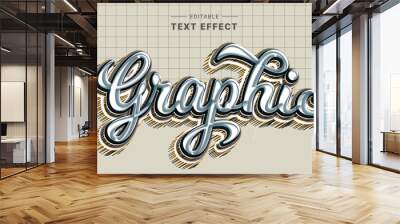 Editable text style effect - Doodle text style theme. School sketch.Text effect. Graphic style Wall mural