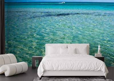 sandy beach and transparent water of the sea in Sardinia Wall mural