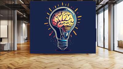 light bulb with brain Wall mural