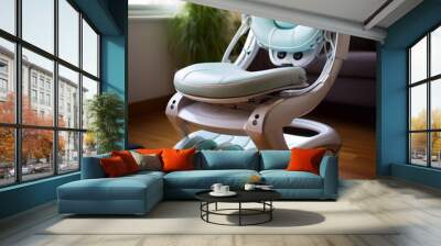 A photo of Modern dental chair in the interior of the room. Dentistry massage chair Generative AI Wall mural