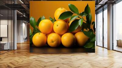 Oranges with leaves fresh fruits Generative AI Wall mural