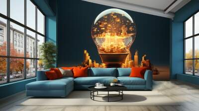 Concept of renewable energy, environmental protection, and sustainable renewable energy sources Wall mural