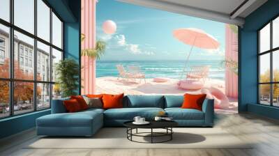 Summer Vacation Beach Abstract Background Concept Wall mural