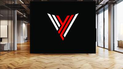 Initial letter YL and V logo template with arrow head illustration in triangle flat design monogram symbol Wall mural