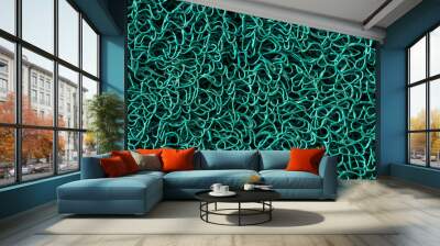 Blue green floor mat's wire patterns. Wall mural