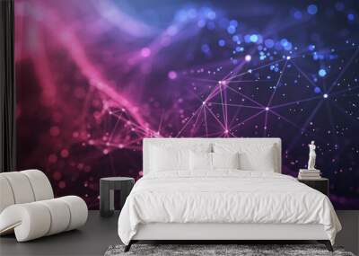 Abstract futuristic - Molecules technology on dark purple background. Illustration Vector design digital technology concept. Wall mural