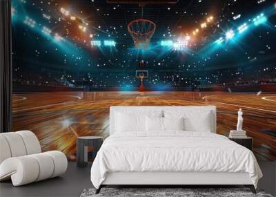 Basketball court on 3d illustration Wall mural