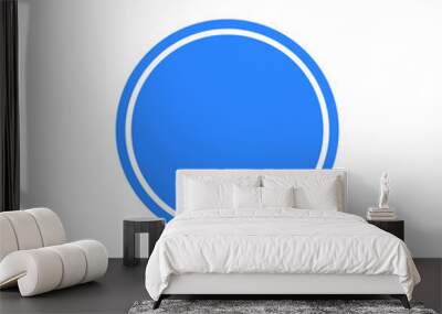 blue circle button shape vector with outline Wall mural