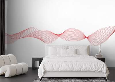 Red color motion wavy style long exposures vector lines Wall mural