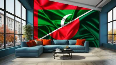 United waving flag of Maldives and Bangladesh Wall mural