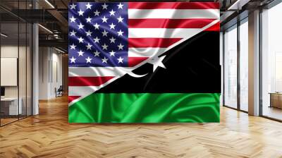 United waving flag of USA and Libya Wall mural