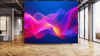 Vibrant abstract waves of color flowing through a digital space at night Wall mural