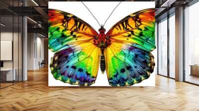 a picture of a colorful butterfly with wings that have a rainbow of colors. Wall mural