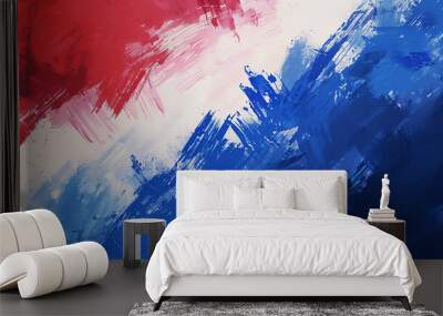 Memorial Day art with digital brush strokes in patriotic red and blue. Wall mural