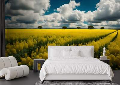 field of yellow rapeseed Wall mural